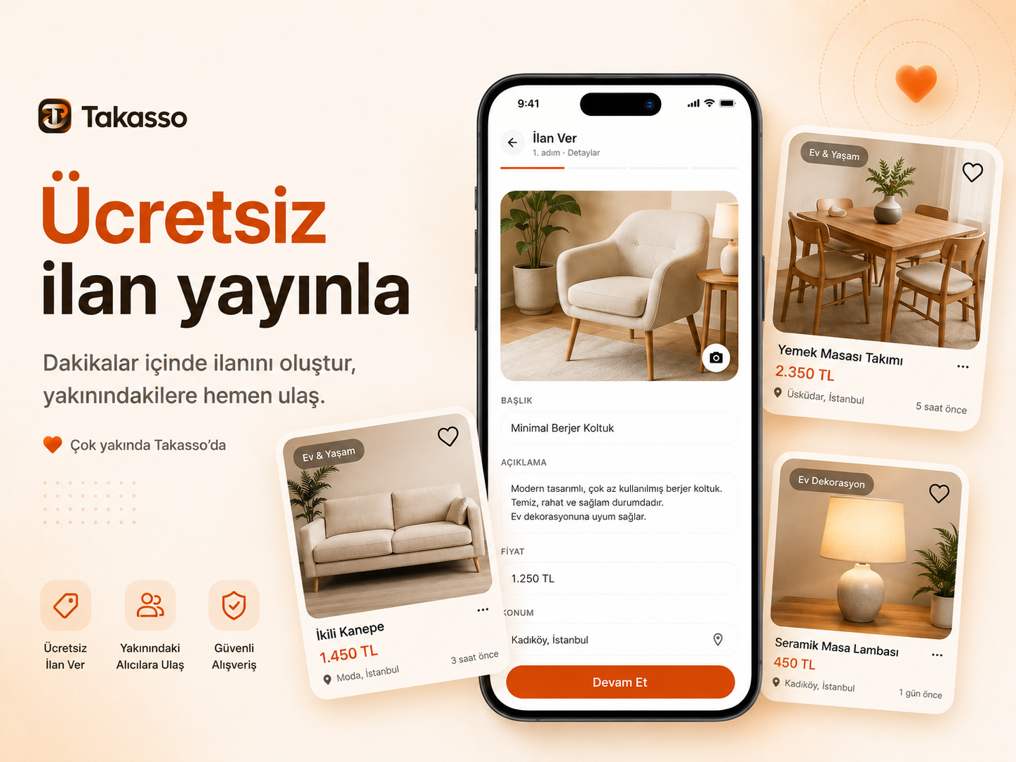 Takasso ücretsiz ilan yayınlama ekranı